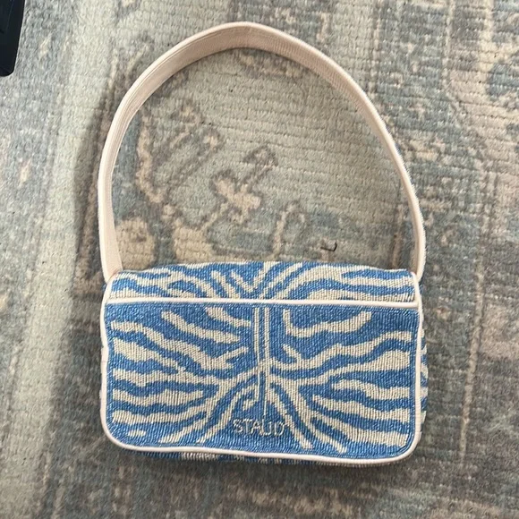 *SOLD* STAUD TOMMY BEADED BAG LIGHT BLUE CREAM - Picture 8 of 10